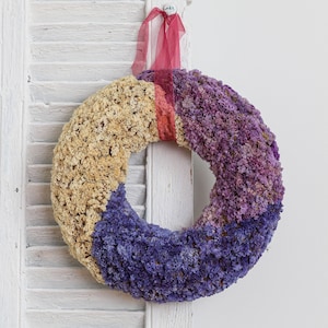 Zomergedroogde bloemen, milieuvriendelijke deurkrans, decor paars blauw wit
