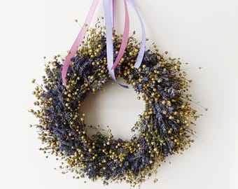 Lavender & Wildflower Dried Wreath – Natural Farmhouse Wall Decor