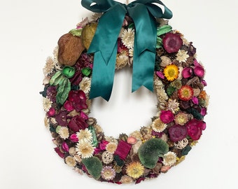 Large Colorful Wreath Centerpiece made of Natural Dried Elements