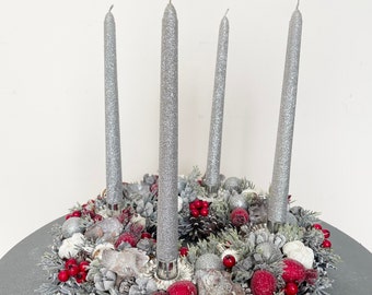 Festive Candle Wreath, Silver Table Decoration