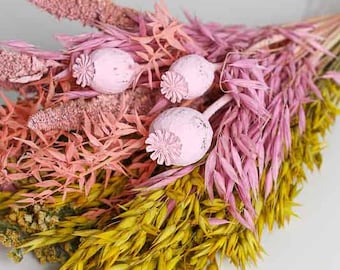 Dried Flower Composition, Pink Poppies Arrangement, Handmade Housewarming Gift