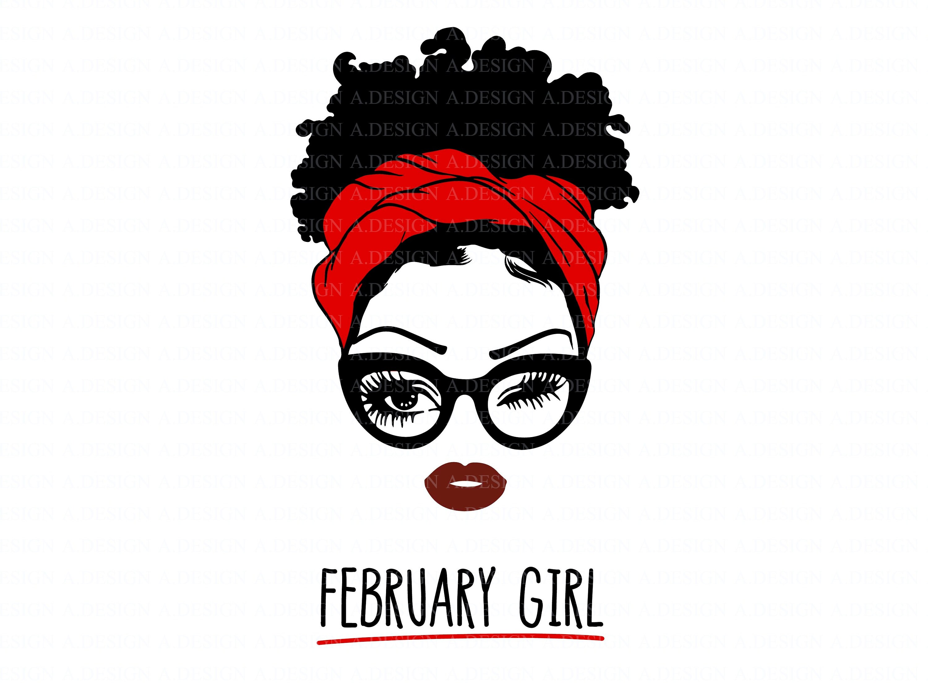 Download February Girl Svg Woman With Glasses Svg Girl With Bandana Etsy