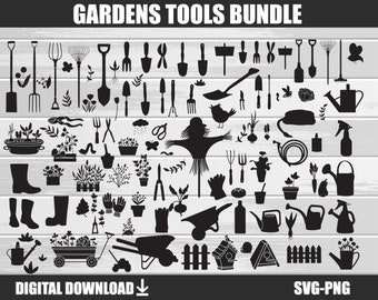 Garden Tools SVG Bundle , Svg Gardening, Gardening SVG , Tools SVG , Gardening Silhouette , Gardening Cut Files , Gardener Svg