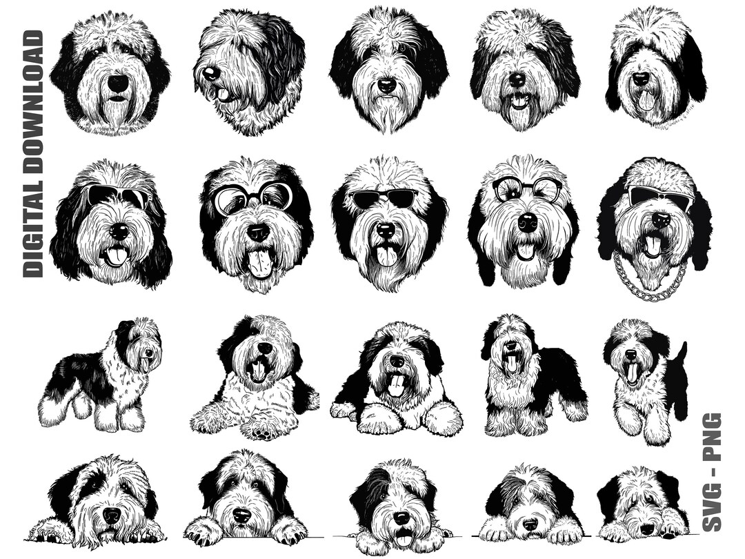 Old English Sheepdog Dog SVG File Cricut Download Dog Face 
