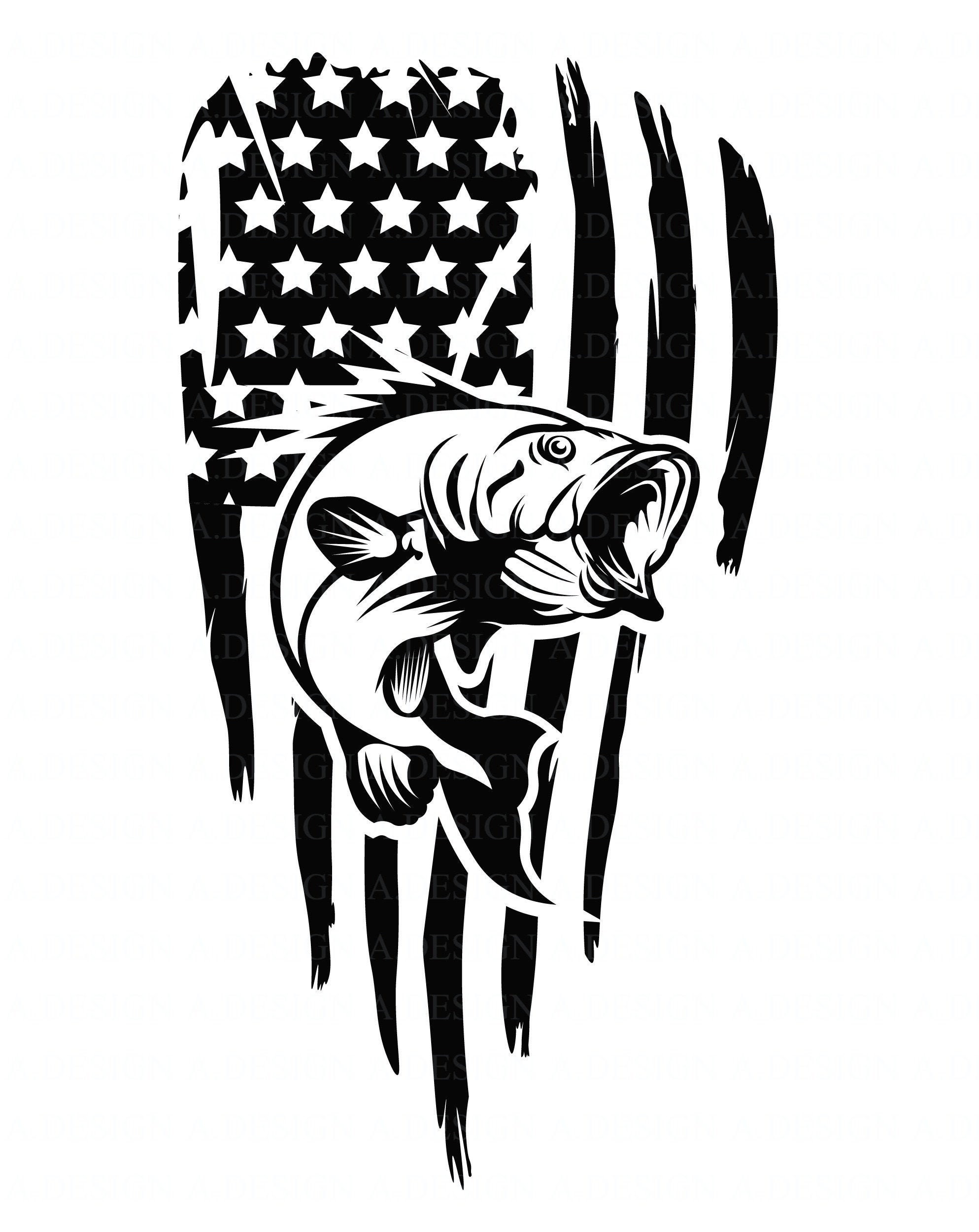 Fishing Distressed American USA Flag SVG Fishing Svg America | Etsy