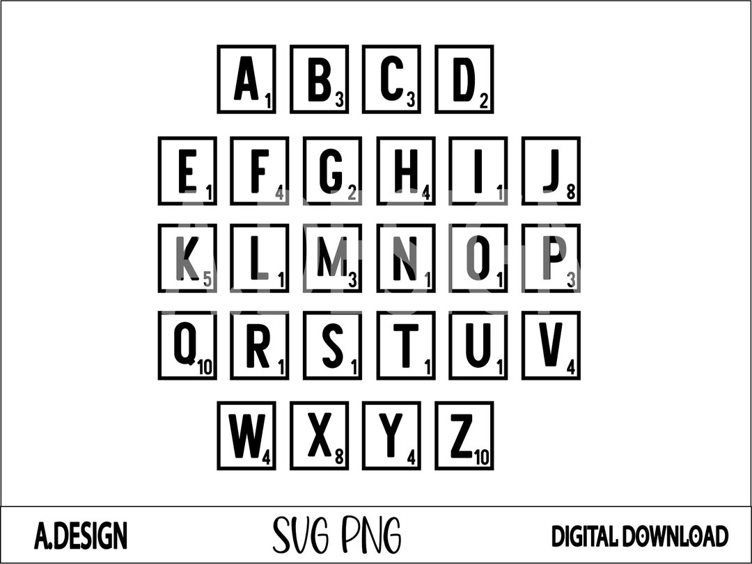 Scrabble Letters SVG, Scrabble Tile Svg Alphabet Cut File for Cricut, Letter Box Silhouette Name