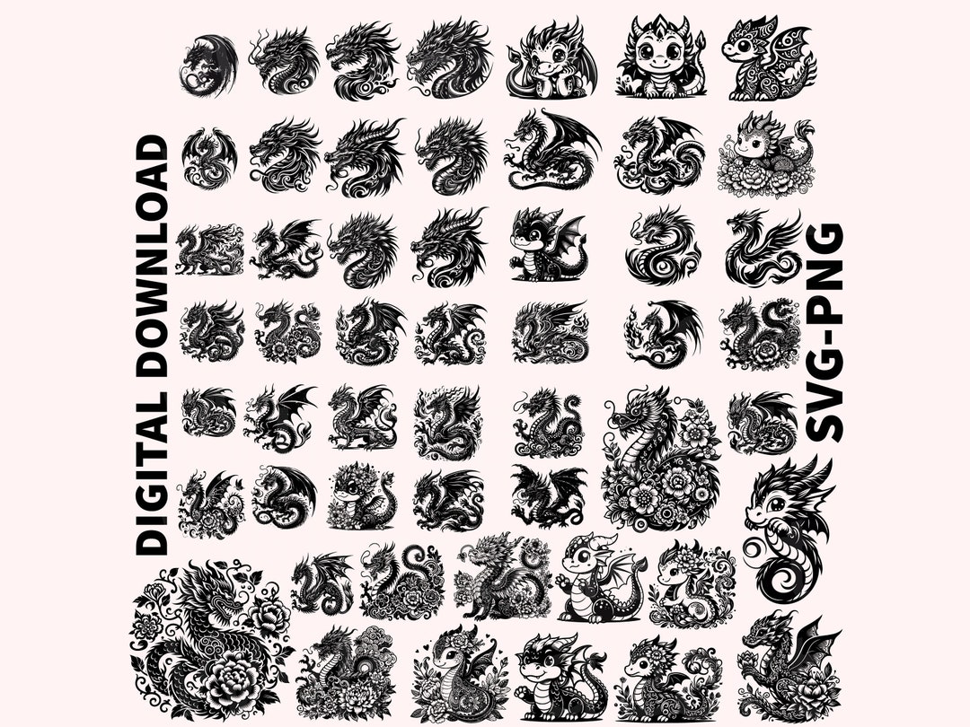 Fancy Dragon Vector File Dragon SVG , Dragon SVG, Dragon Png , Dragon Silhouette , Dragon Svg ...