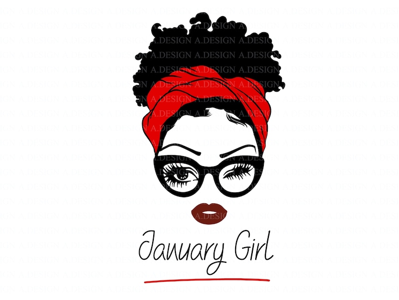 January Girl Svg Woman With Glasses SVG Girl With Bandana | Etsy