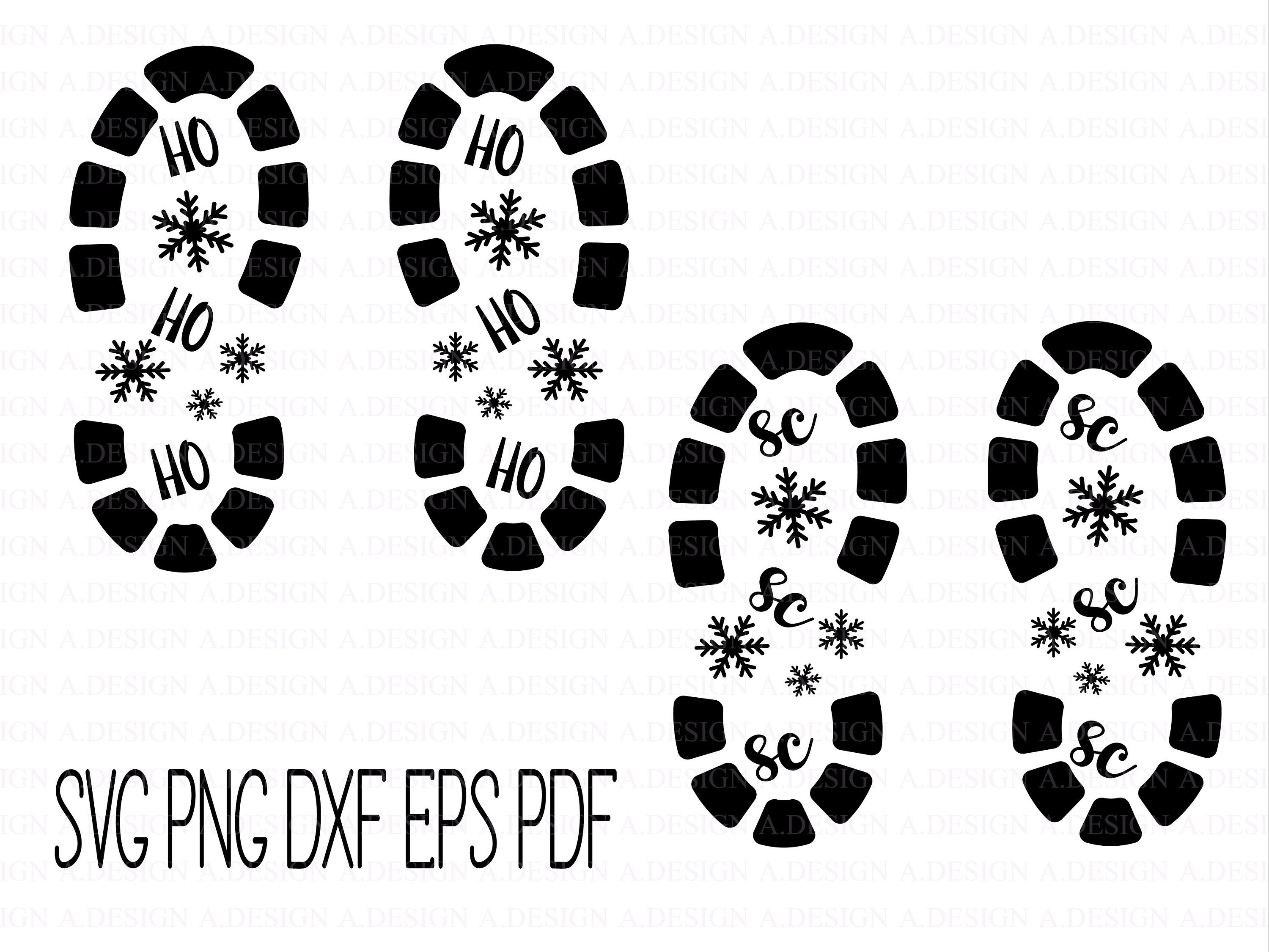 Santa Boot Stencil Svg Santa Footprint Stencil SVG PNG Etsy