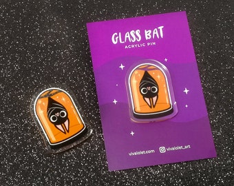 Glass Bat - clear acrylic pin
