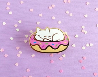 White cat Donut - hard enamel pin