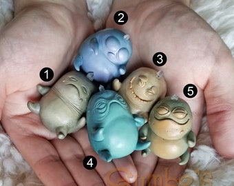 Handmade Polymer Clay Rock Monster Figurine: Fantasy Creature Sculpture
