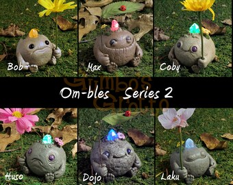 Forest Guardian Om-bles (Series 2) Glowing Crystal Polymer Clay Cute Fantasy Creature Handmade Sculpture Figurine Collectible