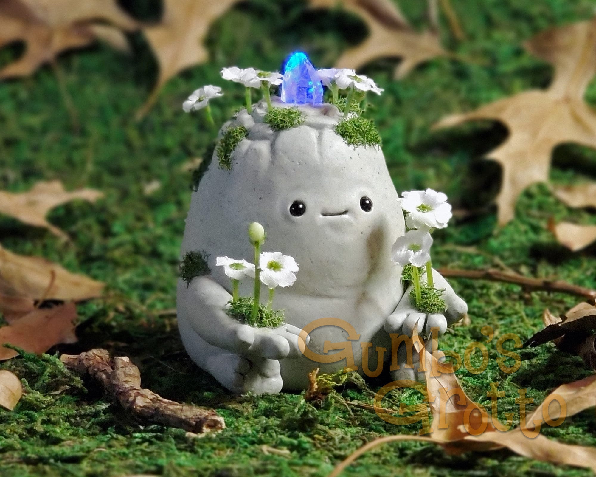 Flower Rock Monster Figurine: Handmade Polymer Clay Fantasy Creature - Etsy