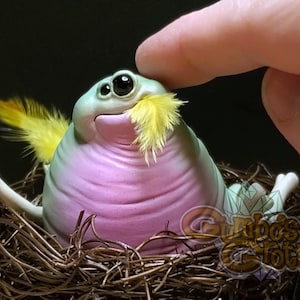 Little Peep Grotto Worm Polymer Clay Fantasy Creature Creepy Cute Rock Monster Magical Handmade Figurine Collectible
