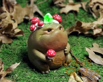 Mushroom Rock Monster Figurine: Handmade Polymer Clay Fantasy Creature