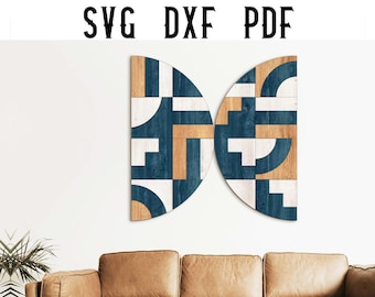Modern Barn Quilt Laser Cut File: Round & Square SVG DXF PDF