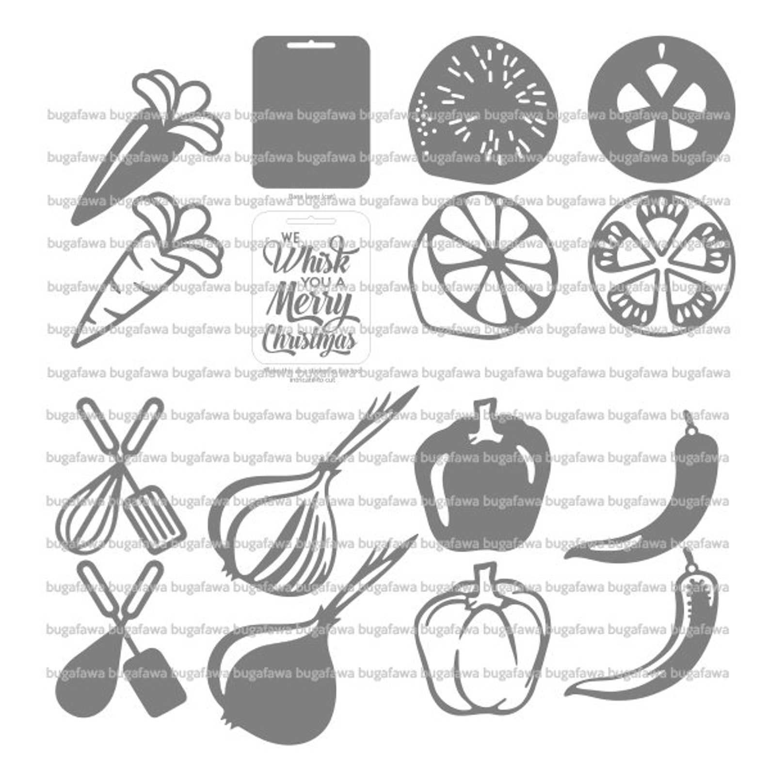 8 Kitchen Christmas Ornament SVG Laser Cut Digital Files / Etsy