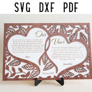 Hochzeitsgelübde Laser Cut Datei / Individualisierbare Verlobungs schwören / Hochzeit svg / Jubiläum svg / SVG DXF PDF Glowforge / Laser Cutting Bild 1