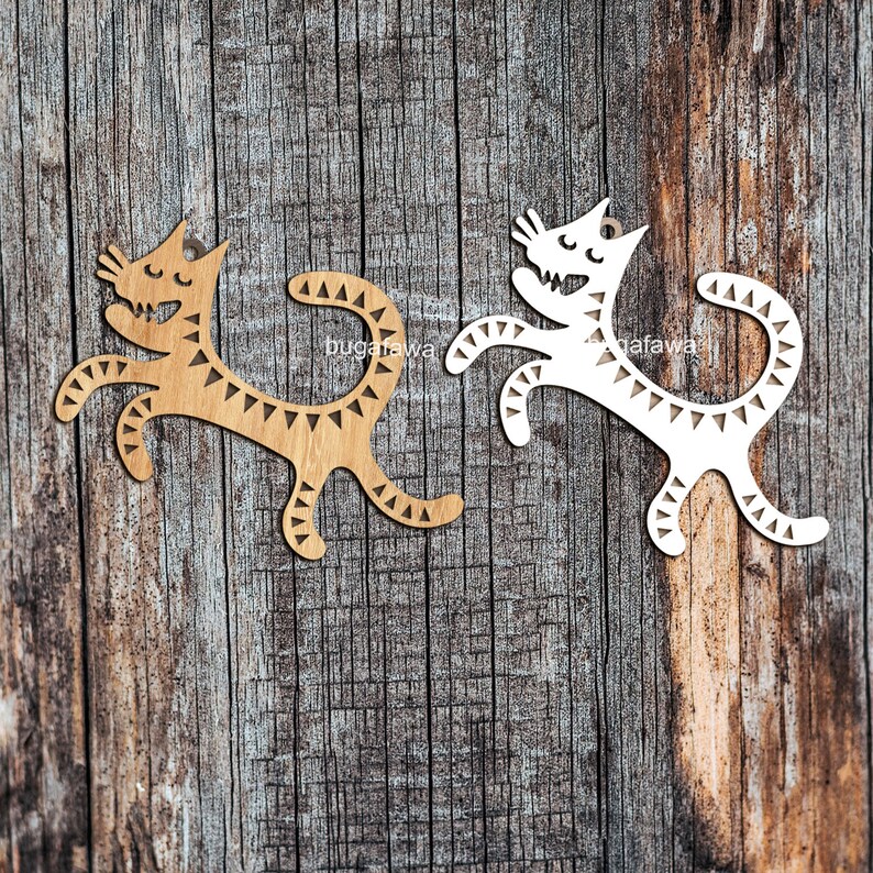 Cat Christmas Ornament SVG Laser Cut Design Digital Files  Etsy