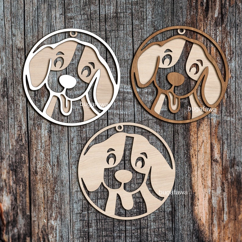 Download 4 Dog Christmas Ornament SVG Laser Cut Design Digital ...