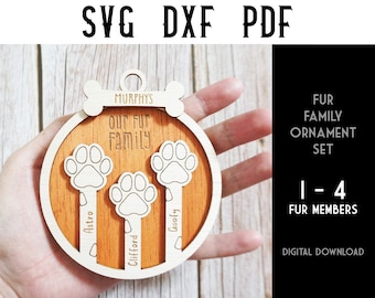 Custom Paw Christmas Ornament Laser Cut Files (SVG / DXF)