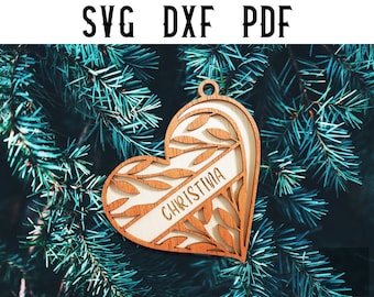 Floral Heart Ornament SVG Laser Cut Design Digital Files - SVG / Dxf / Dwg / Ai / eps / png / Laser Cutting / Glowforge