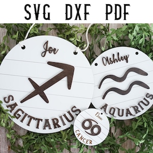 12 Zodiac Signs, Zodiac Traits, Star Signs Cut File - Laser Cut File - SVG DXF PDF - Digital File Download
