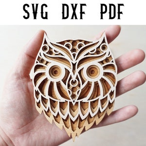 Owl Mandala Laser Cut File: Layered Animal Design (Digital File Download)