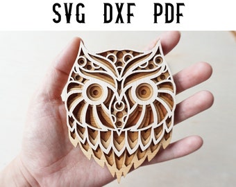 Owl Mandala Laser Cut File: Layered Animal Design (Digital File Download)