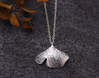 Ginkgo Blatt Halskette Sterling Silber Blatt Serie