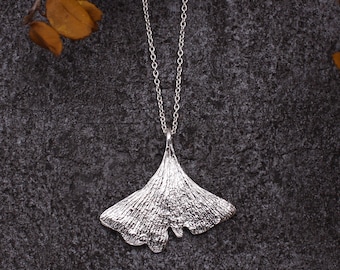 Ginkgo Blatt Halskette Sterling Silber Blatt Serie