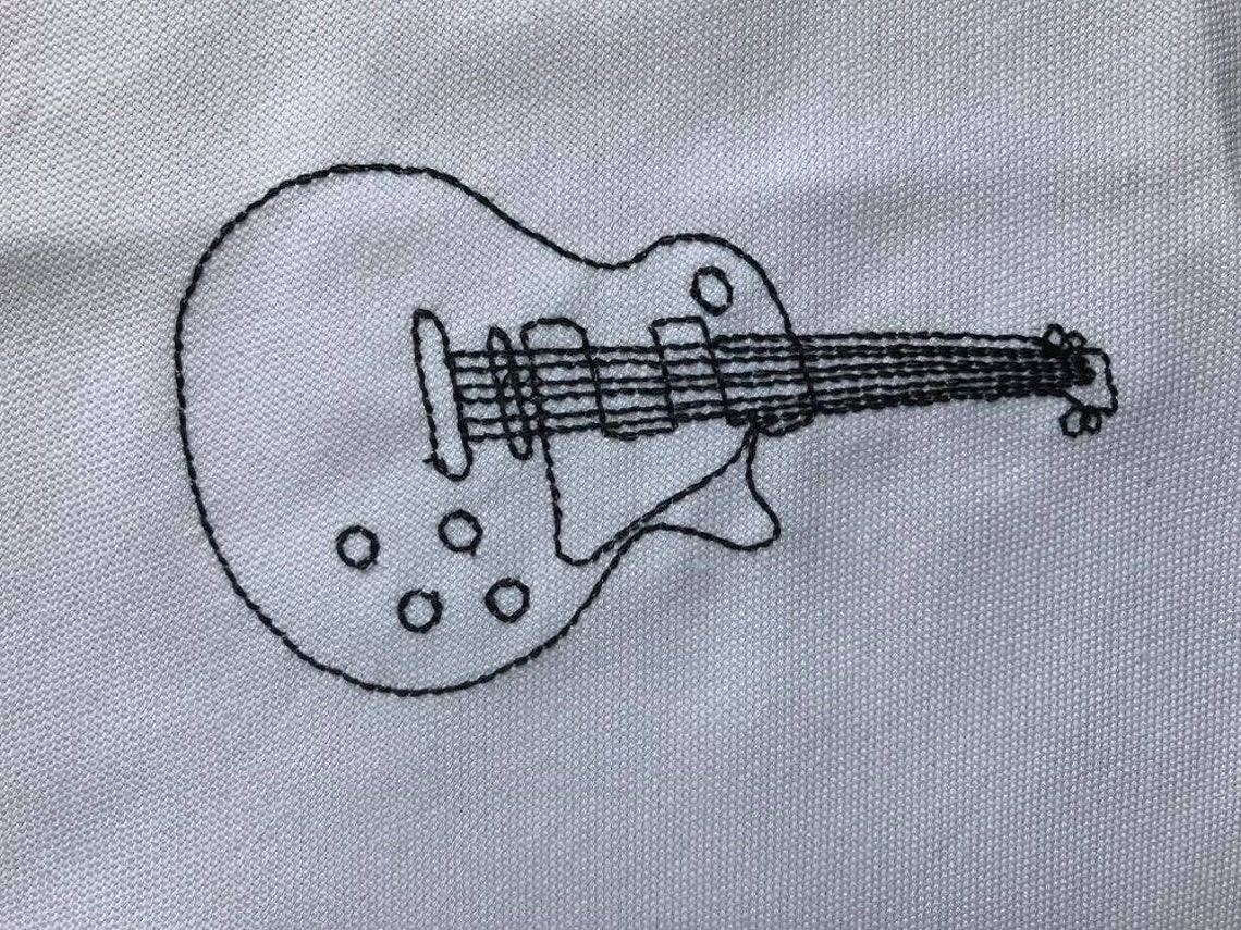Guitar Applique Guitar Embroidery Guitar Design Band Etsy