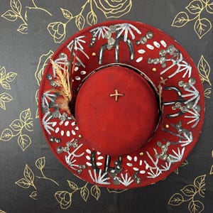 Riley..hand painted flat top fedora style wide brim hat