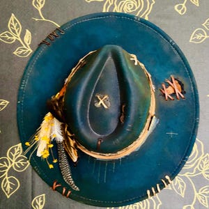 Country”..hand Painted Fedora Cowboy Cowgirl Hat - Etsy display picture 3