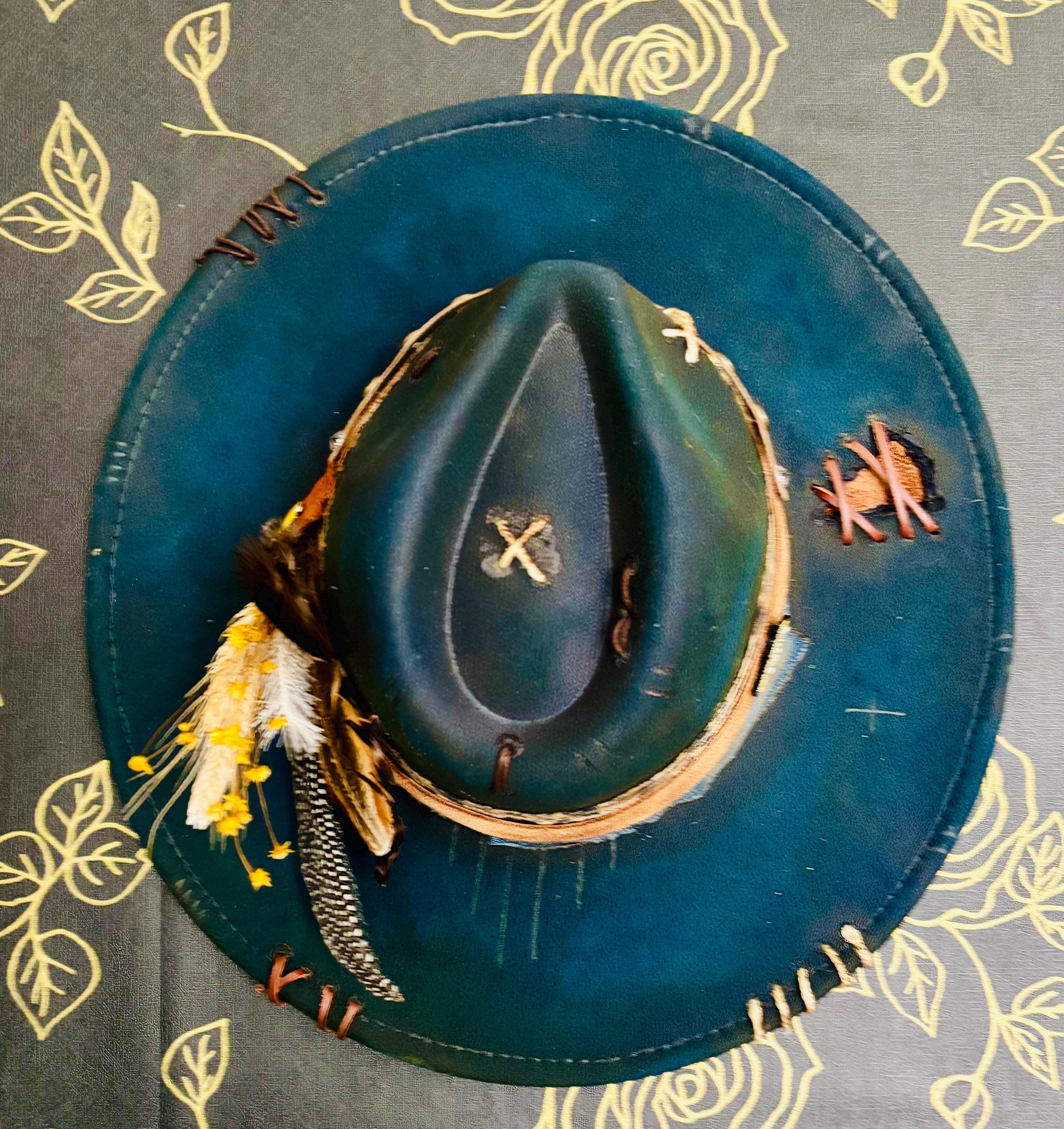 Country”..hand Painted Fedora Cowboy Cowgirl Hat - Etsy display picture 1