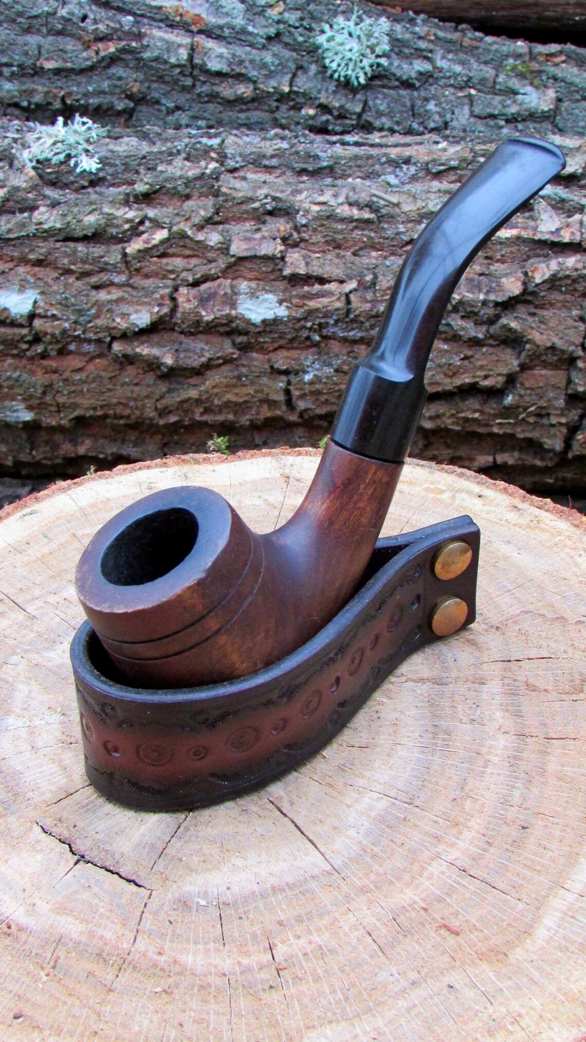 Leather pipe holder. Pipe stand rack. Pipe accessories. Stand Etsy