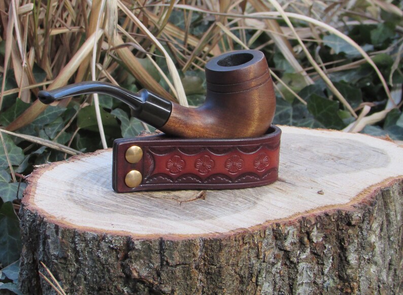 Leather pipe holder. Pipe stand rack. Pipe accessories. Stand Etsy
