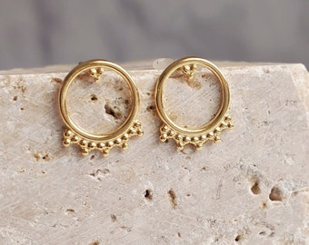 Small Stud Earrings, Gold Circle Studs, Boho Stud Earrings, Dainty Earrings, Tiny Gold Studs