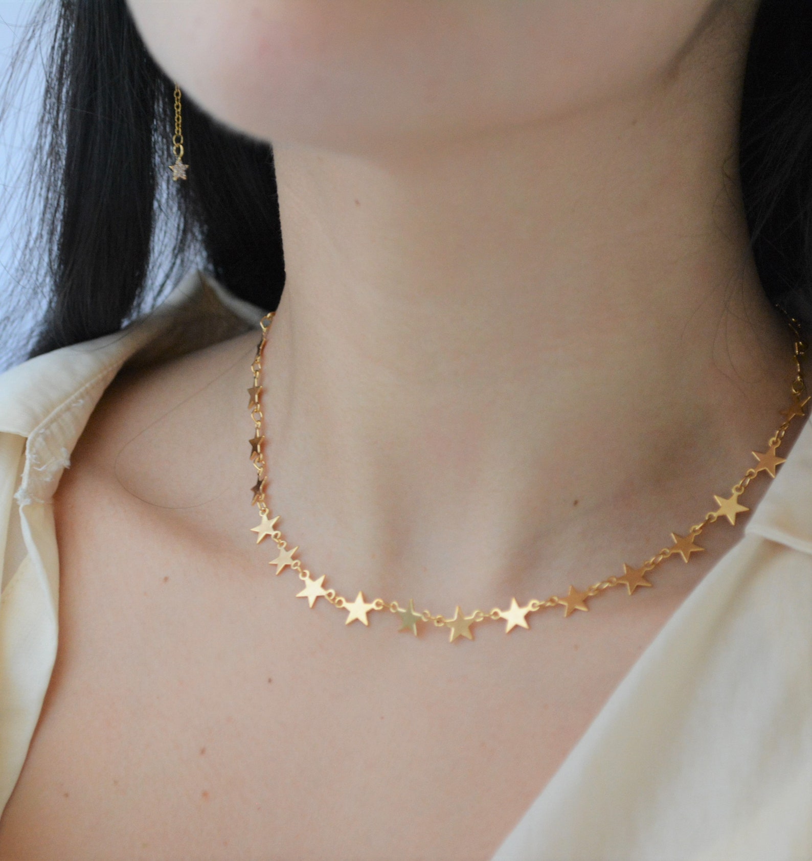 Gold Star Choker Gold Star Necklace Gold Star Choker Etsy
