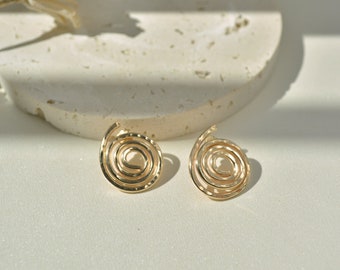 14k Gold filled Spiral Earrings, Statement Earrings, Elegant Unique Earrings, Wedding earrings, Gift for Her