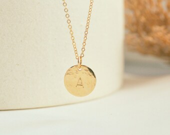 14k Gold Filled Personalized Initial Disc Necklace, Custom Necklace, Personalized Jewelry, Gift for her, Anniversary