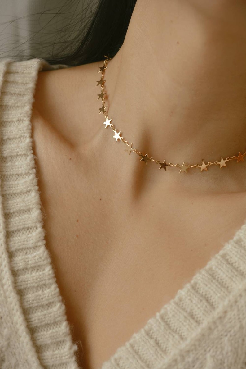 Gold Star Choker, Gold Star Necklace, Gold Star Choker Necklace Dainty, Celestial Jewelry, Constellation Necklace image 3