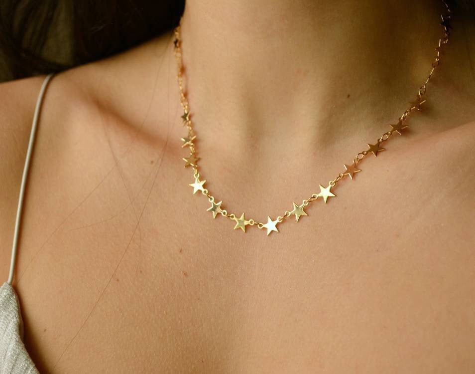 Gold Star Choker Gold Star Necklace Gold Star Choker Etsy