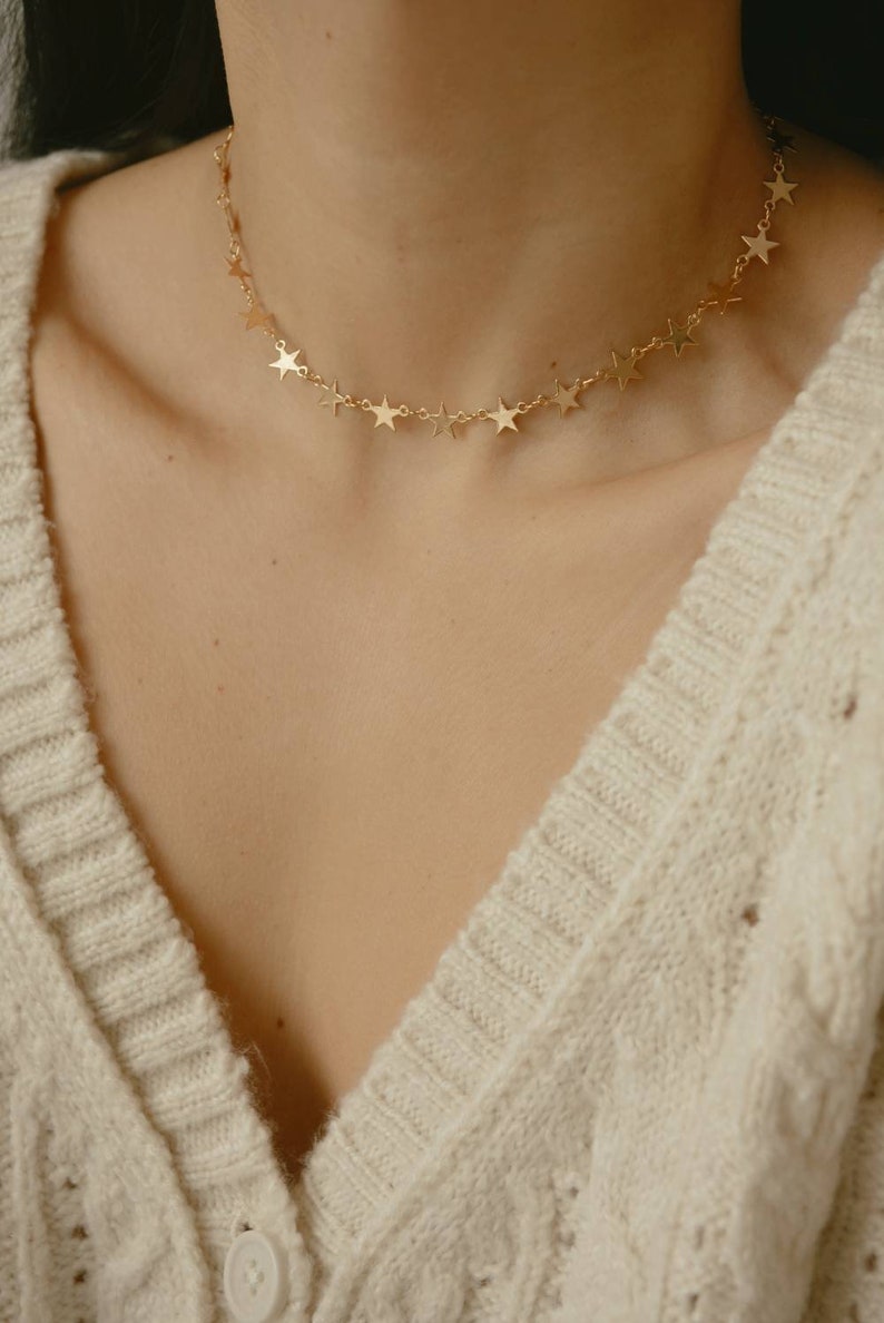 Gold Star Choker, Gold Star Necklace, Gold Star Choker Necklace Dainty, Celestial Jewelry, Constellation Necklace image 4