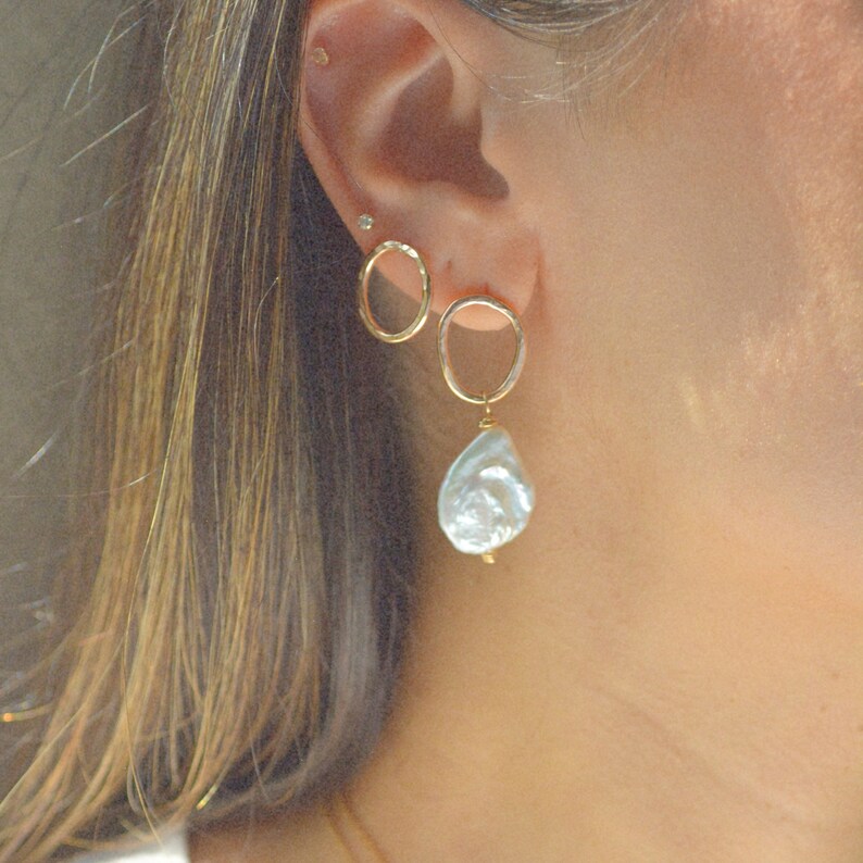 14k Gold filled Pearl Bridal Earrings, Baroque Pearl Earrings, Elegant Earrings, Dangle Statement Earrings Ava Earrings image 4
