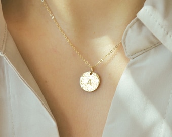 14k Gold Filled Personalized Initial Disc Necklace, Custom Necklace, Personalized Jewelry, Gift for her, Anniversary