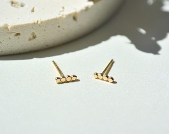 Tiny Bar Gold Filled Earrings, Stud Earrings, Minimalist Earrings, Everyday Earrings, Dainty Gold Earrings, (Dots Studs)