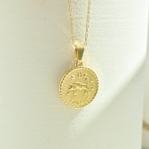 Zodiac Necklace, Zodiac Coin Necklace, Medallion Necklace, Zodiac Sign, Virgo Necklace, Leo Necklace, Scorpio Sign, Tarnish Free image 3