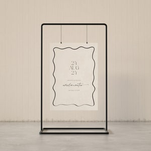 Wavy Wedding Welcome Sign: Modern Scallop Edge Decor